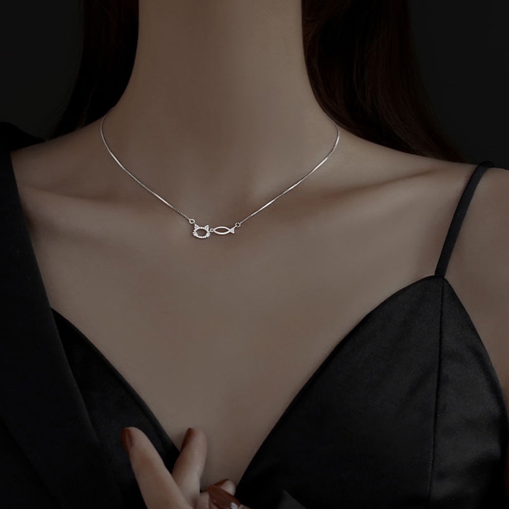 Vòng cổ Hình Mèo Và Cá Sang Trọng Cho Nữ