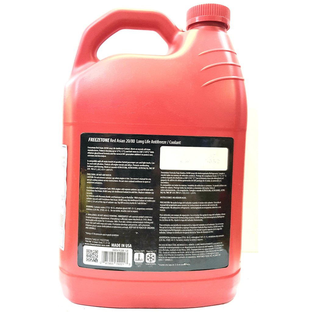 Nước làm mát xanh / đỏ cao cấp Freezetone Antireeze Coolant 20/80 LD 3.79L