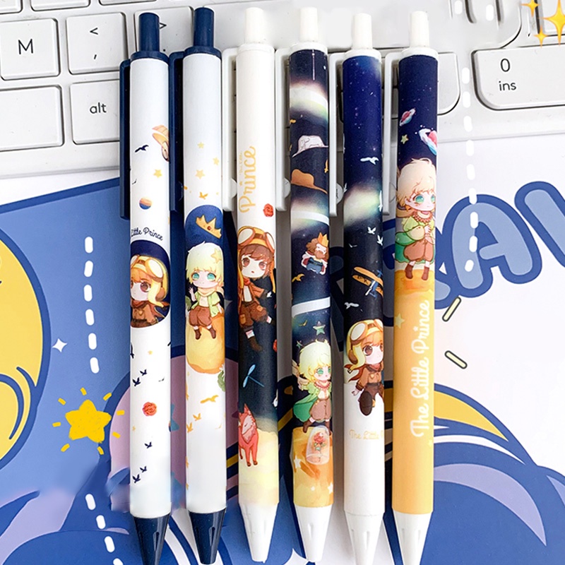 Set 6 Bút Bi Mực Đen 0.5mm Hình Hoàng Tử Bé Hoạt Hình Nhật Bản