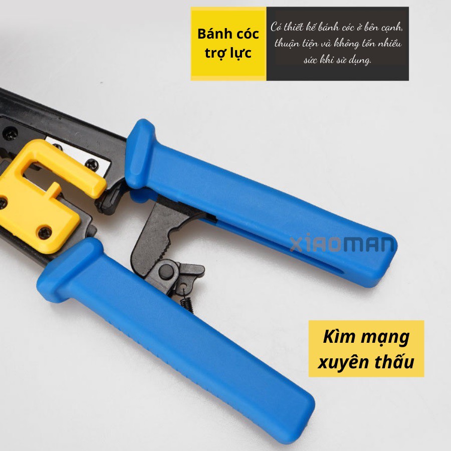 Kìm bấm mạng đa năng Bosi, kìm bấm dây mạng xuyên thấu thiết kế trợ lực chống trượt cực xịn