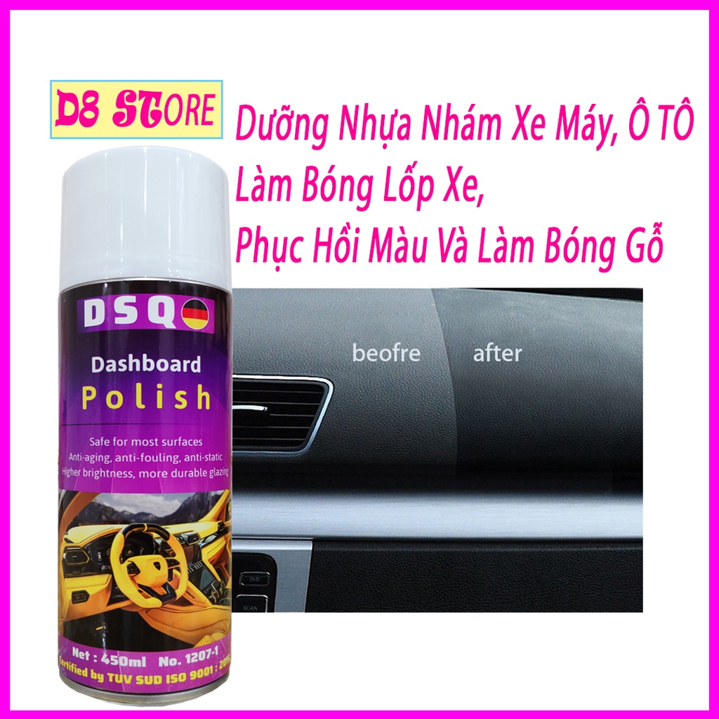Chai xịt dưỡng nhựa nhám, phục hồi nhựa cũ, Làm mới nhựa đen, Làm mới ghế da Dashboar Sprayking DSQ