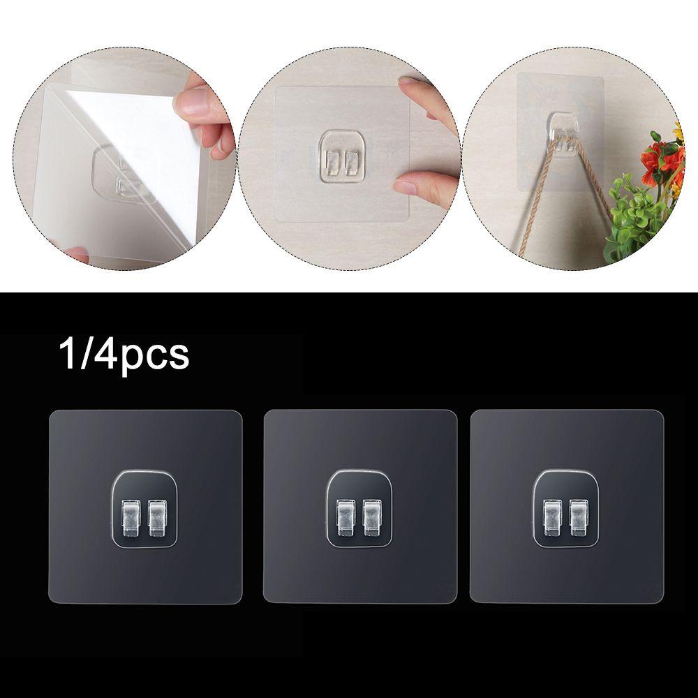 Set 1 / 4 Móc Treo Đồ Dán Tường Trong Suốt Chống Nước