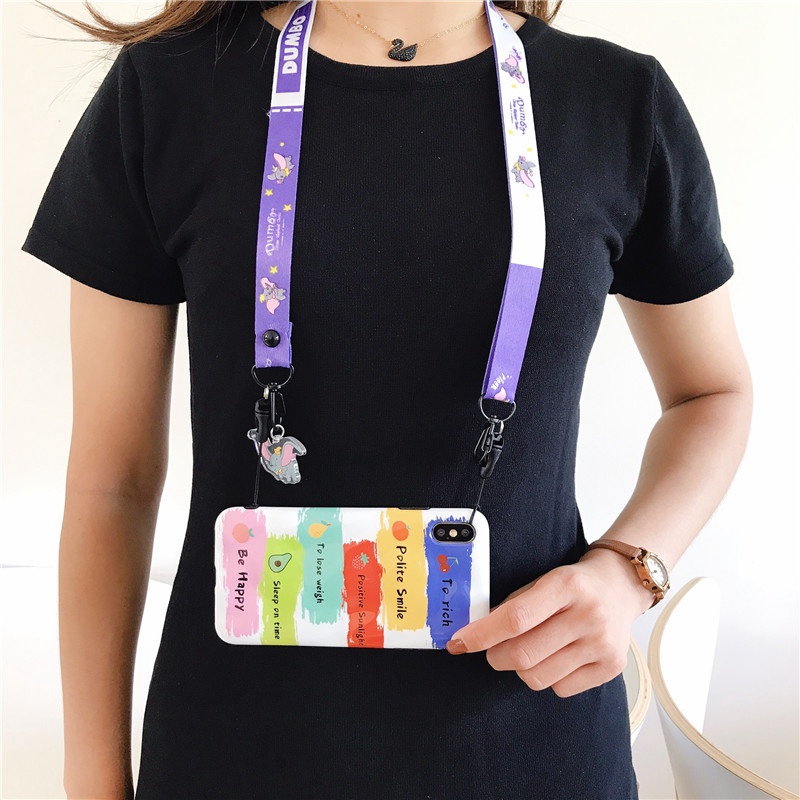 Dây đeo chéo họa tiết hoạt hình dễ thương gắn điện thoại