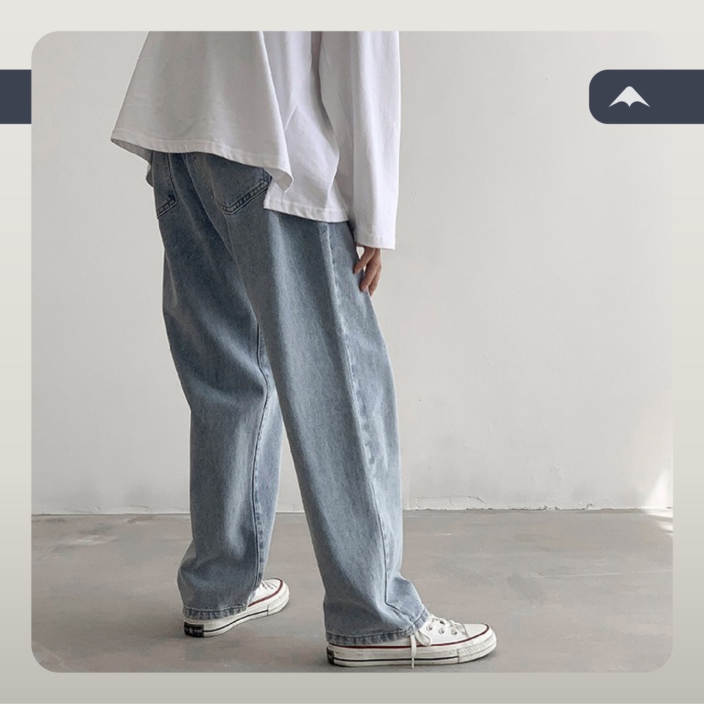 Quần jeans ống rộng Lucas MARTIAN cạp cao có cúc ống suông unisex cá tính quần bò denim Hàn Quốc QJSU02 | BigBuy360 - bigbuy360.vn