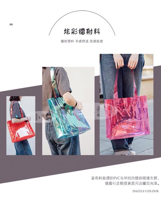 T1⚡️Túi xách nữ nhựa PVC cá tính thời thượng bóng màu Hologram- ảnh thật cuối