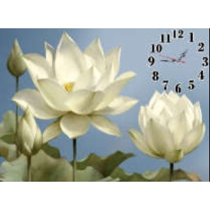 TRANH THÊU ĐỒNG HỒ HOA SEN ( thêu kín ) E172 - 65*50 - TRANH CHƯA THÊU
