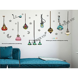 Decal dán tường LUVINA trang trí phòng khách, phòng ngủ, phòng ăn -đèn sắc màu