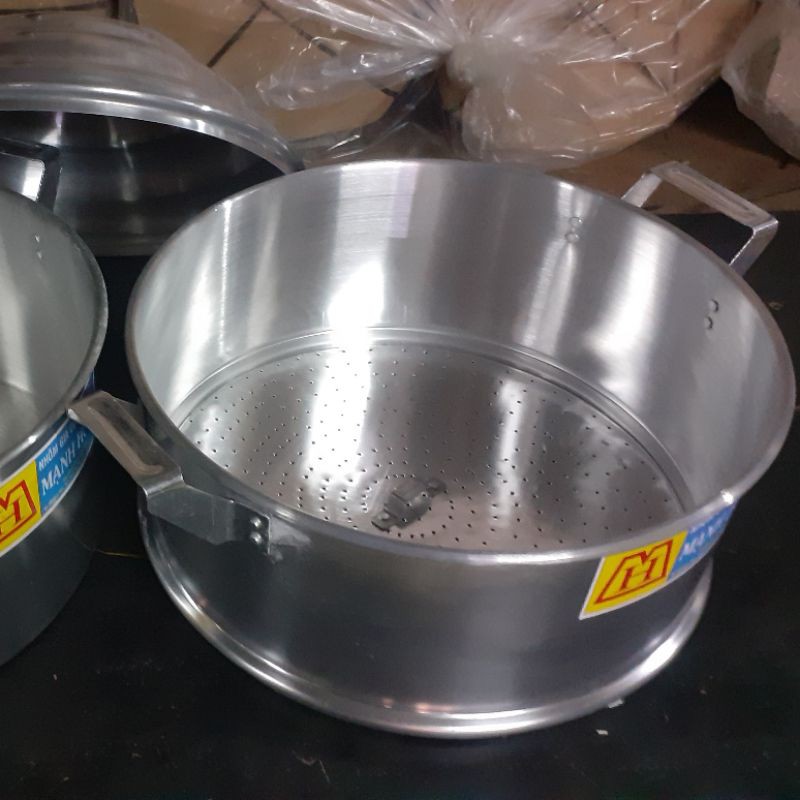 Chõ xửng hấp xôi, chõ đồ xôi 5, 10, 15, 20, 25 cân gạo nhôm Mạnh Hùng đủ size 20, 22, 24, 26, 28, 30, 32, 36, 40, 42 cm