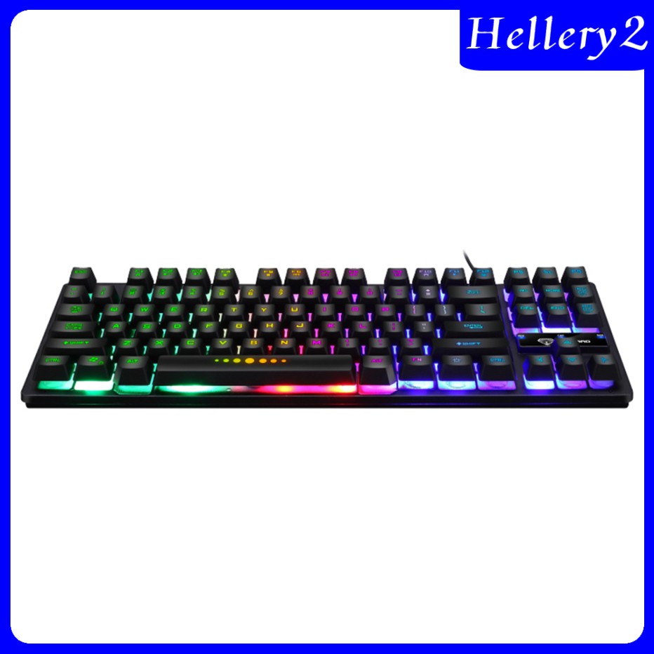 Wired 87 Keys Mechanical Gaming Keyboard RGB Rainbow Backlit for PC Gamers
