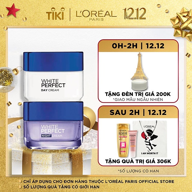 Kem dưỡng da trắng mượt đều màu ban đêm L'Oreal Paris White Perfect (50ml) - Bao bì không đẹp