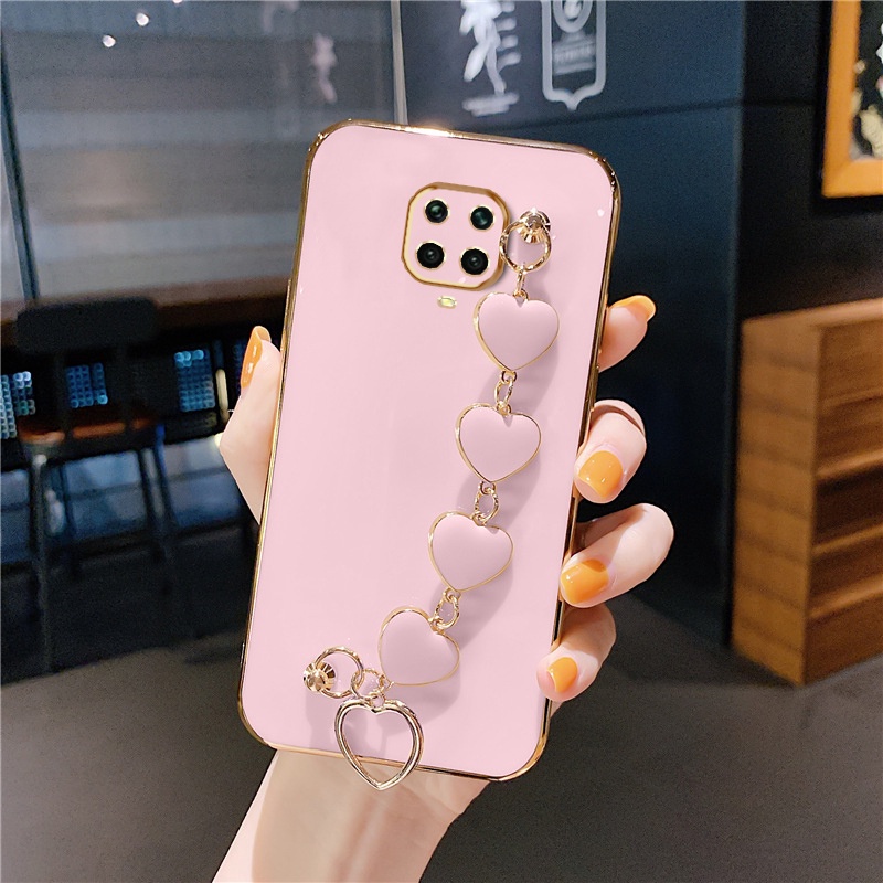 Ốp điện thoại mềm viền vuông hình trái tim sang trọng bảo vệ camera cho Xiaomi Redmi Note 9s Note 9 Pro Note 9 Pro Max