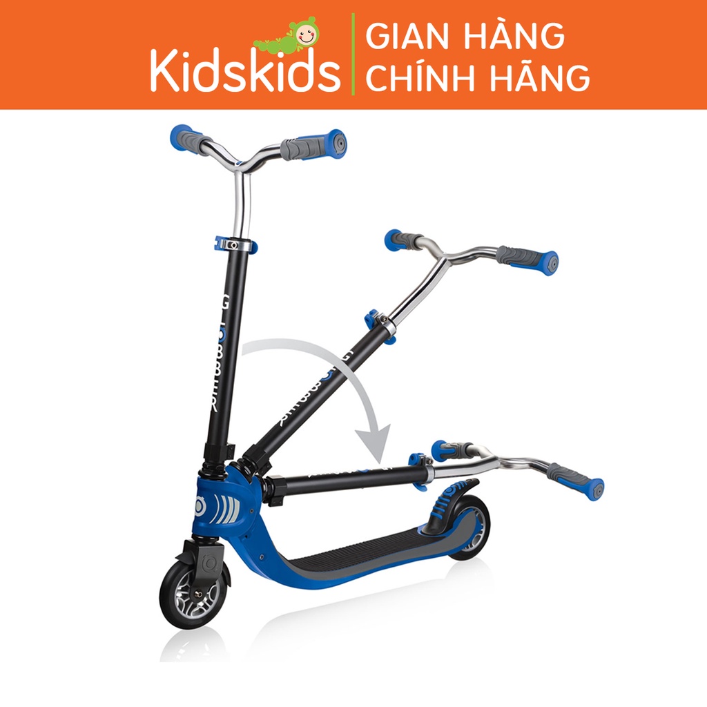 Xe trượt scooter 2 bánh gấp gọn Globber Flow 125 cho trẻ em từ 6 tuổi - Đen/Xanh da trời