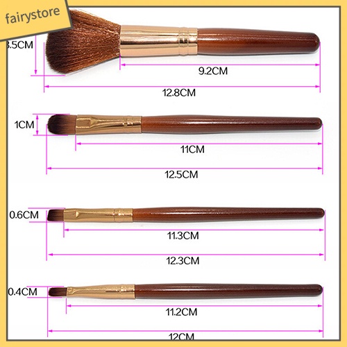 [Hàng mới về] 4 Cọ trang điểm đánh phấn mắt/ môi chuyên nghiệp chất liệu lông bằng nylon mềm an toàn cho da