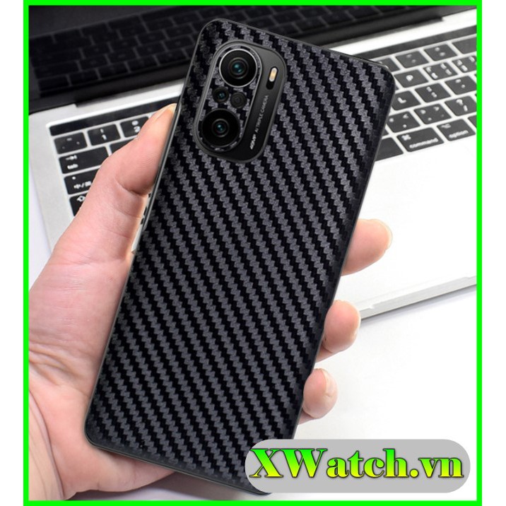 Miếng dán Carbon mặt lưng Xiaomi Note 11 pro Redmi 10 Mi 11T Mi 11 lite K40 pro Poco F3 Redmi K40 Gaming chống vân tay