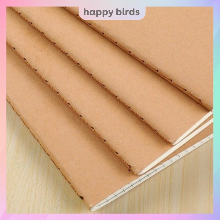 Sổ tay ghi chép bìa kraft trơn vintage B5 A5 ruột caro kẻ ngang sổ a5 caro vở b5 vở học sinh sổ nhật ký Happy Birds
