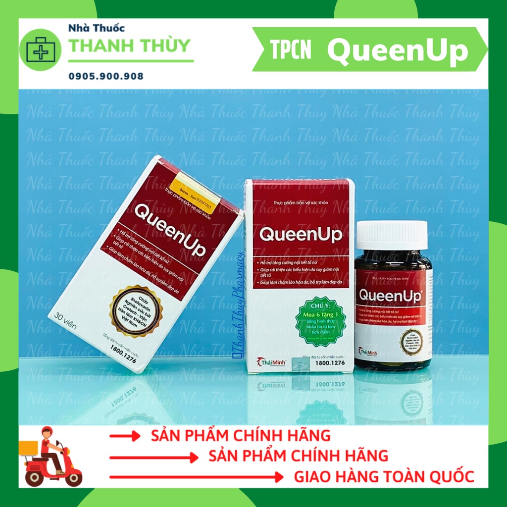 Viên Uống QueenUp  – Tăng Cường Nội Tiết Tố Nữ, Điều Hòa Kinh Nguyệt, Hỗ Trợ Làm Đẹp Da