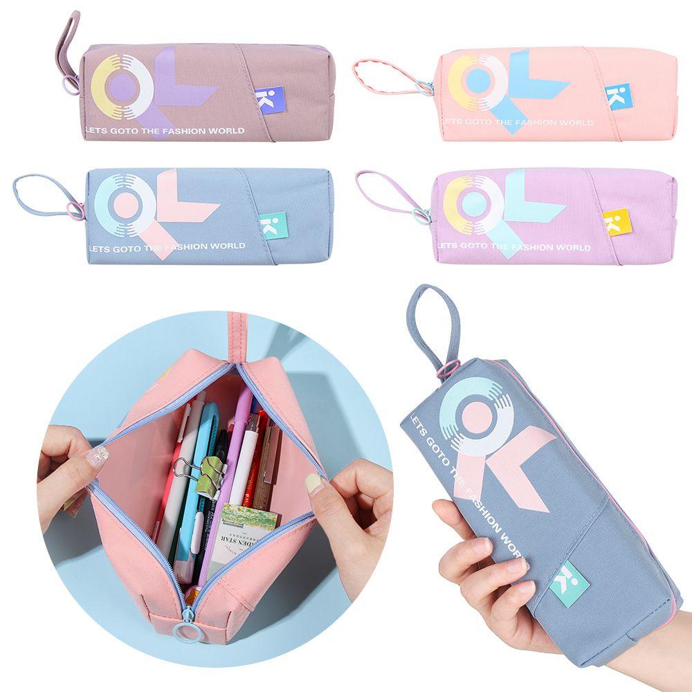 Túi Đựng Bút Bằng Vải Canvas Họa Tiết Hình Học Sức Chứa Lớn