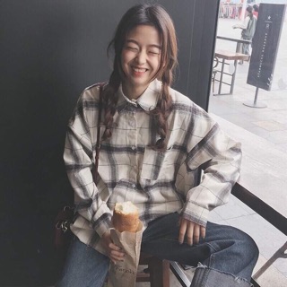 ÁO SƠ MI KẺ RÁCH GẤU (UNISEX)