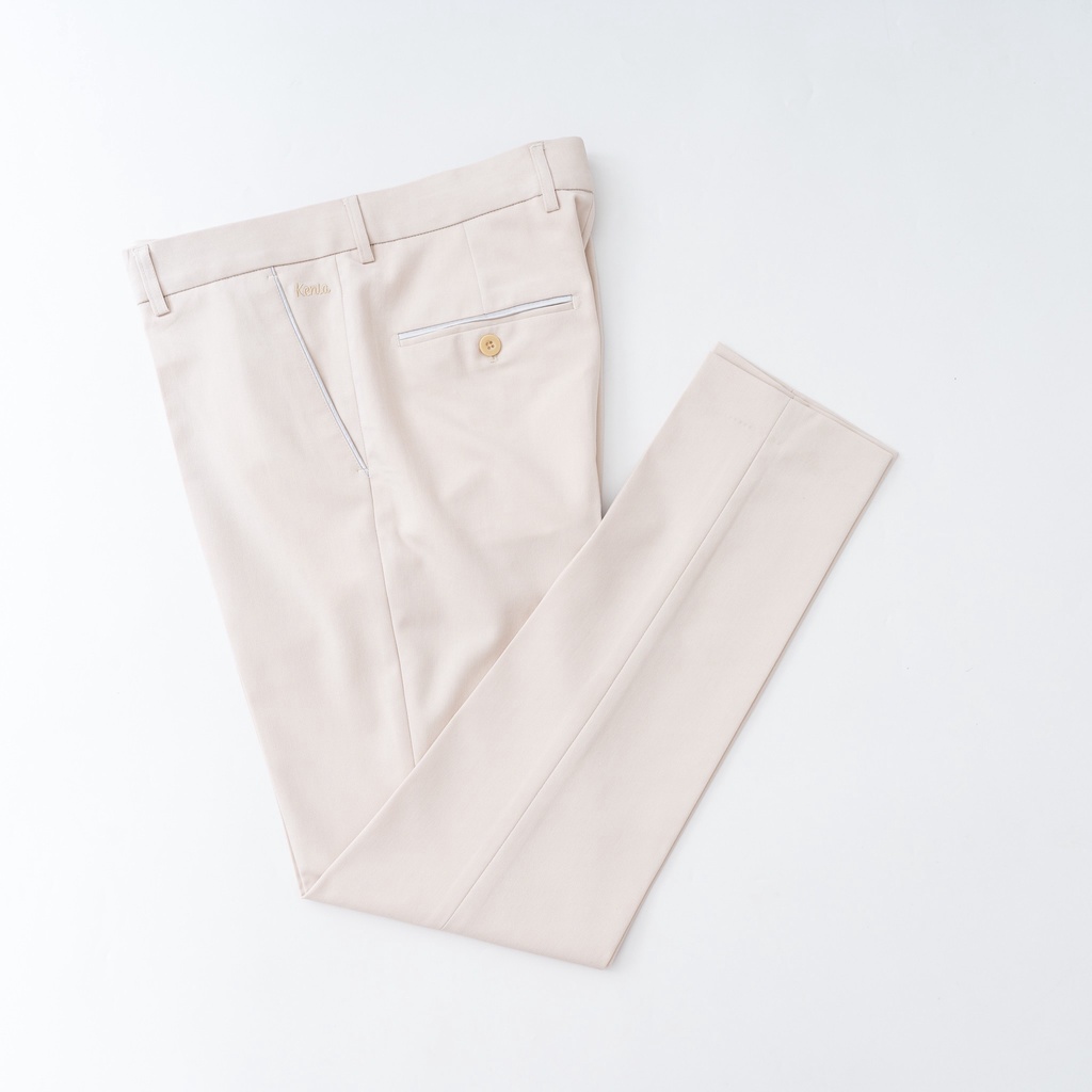 Quần tây nam màu kem slimfit viền túi KENTA QTA0042