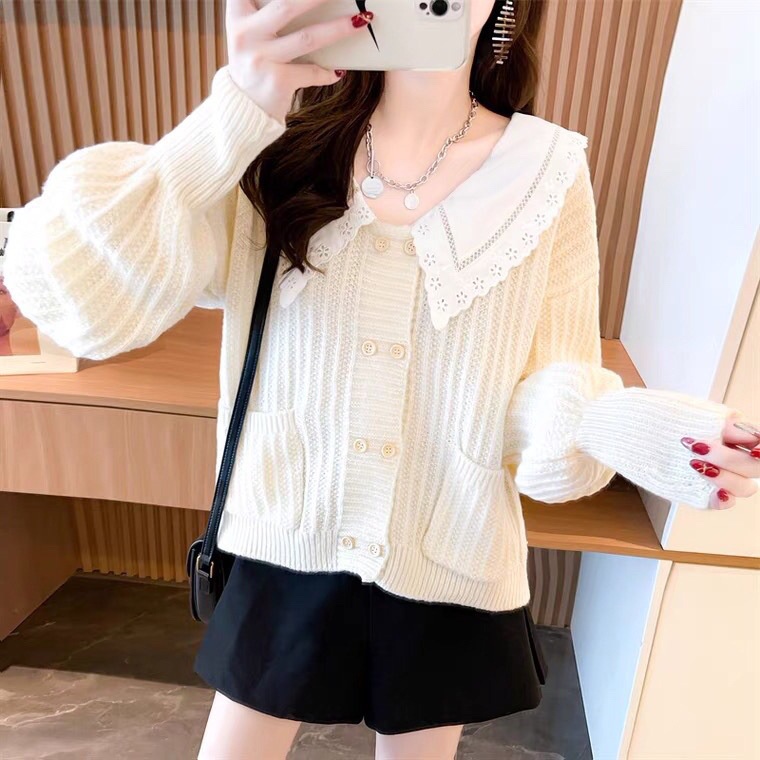 Áo len cổ V tay dài kiểu dáng Hàn Quốc
