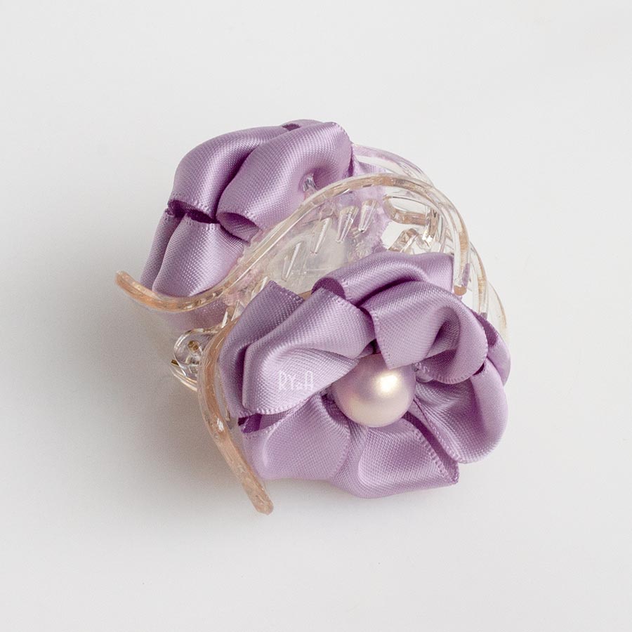 Kẹp tóc càng cua 5 răng hoa ruy băng satin RYA 71439