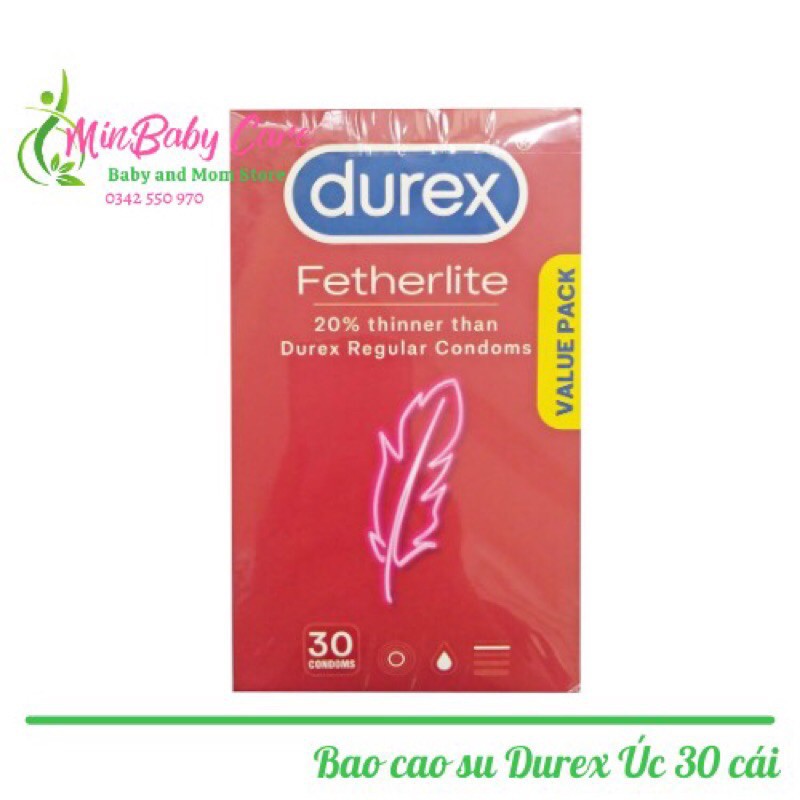 [ Chính Hãng ] Bao Cao Su Durex Úc hộp 30 - Durex Ultra Thin Feel Fetherlite 👌