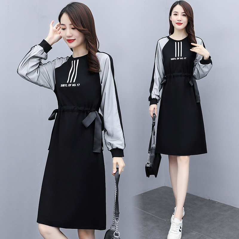 L-5XL Oversize Casual Loose Long Sleeve Dinner Party Midi Dresses Lady Korean Fashion Dress Plus Size Women's Clothing
