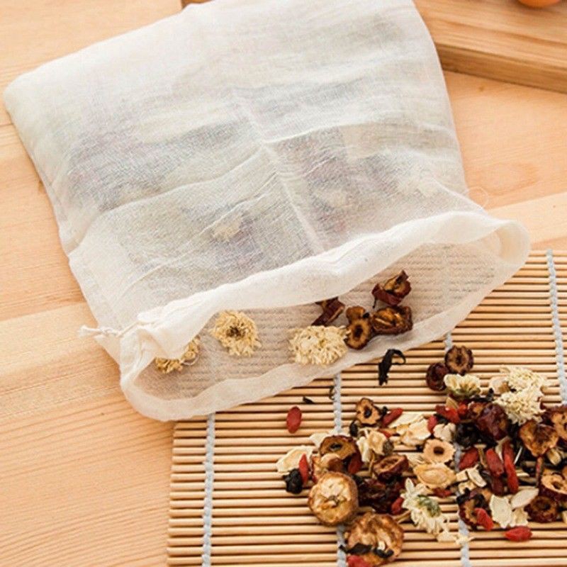 fedealk Túi lọc loại lớn chất liệu vải xô có dây rút dùng lọc gia vị/ trà