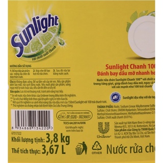 Nước rửa chén Sunlight Can 3,8L