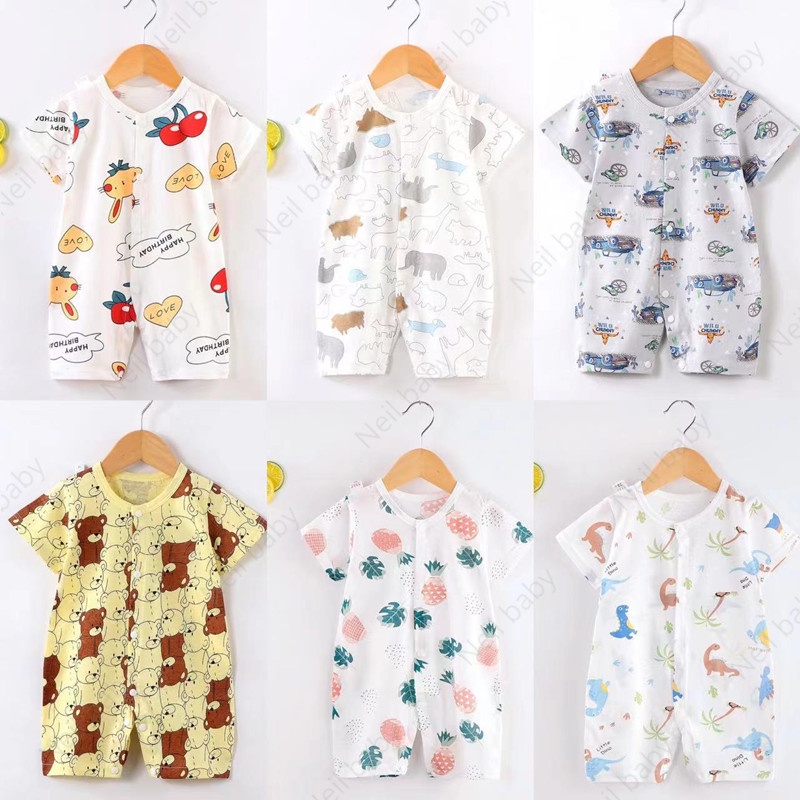 Body ngắn tay cho bé trai, bé gái, bodysuit liền thân 100% cotton Áo Liền Quần Ngắn Tay Vải Mỏng Cho Bé Sơ Sinh