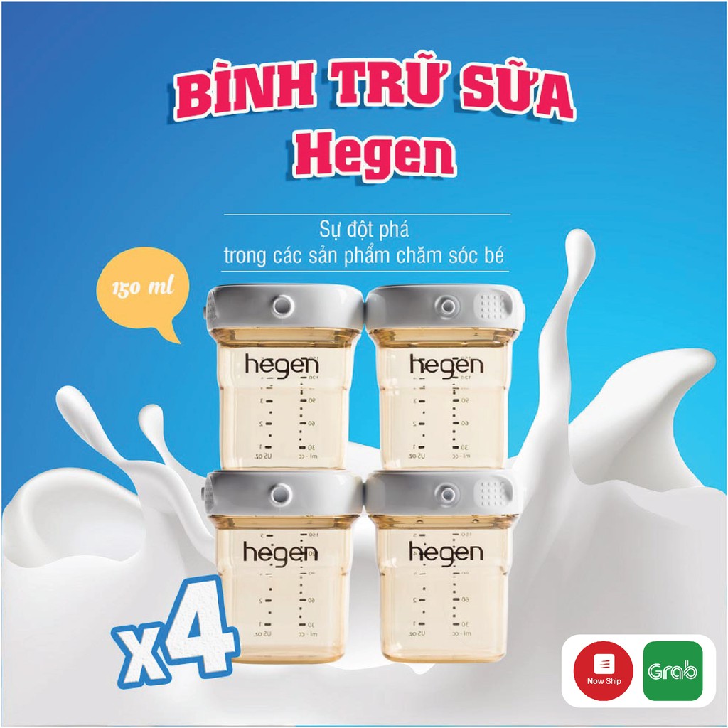 Bình trữ sữa cho bé cao cấp HEGEN PPSU 150ml (Set 4 bình)