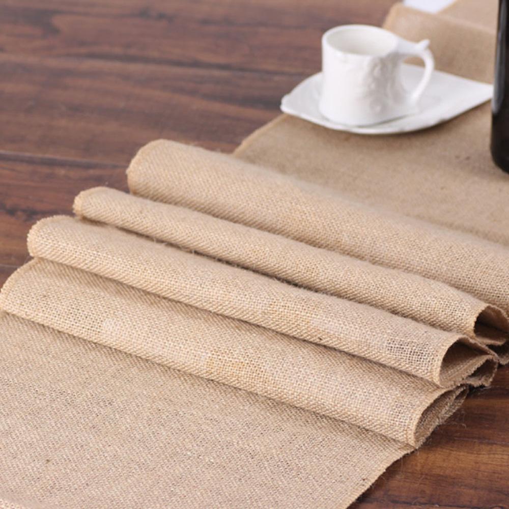 Khăn Trải Bàn Bằng Vải Bố Tự Nhiên Dùng Trang Trí Tiệc Cưới / Nhà Hàng Ốp
