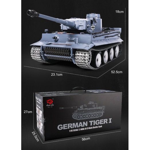 Xe tăng Henglong Tiger 1 Tỷ lệ 1:16 Xích nhựa và Phiên bản nâng cấp Metal kim loại