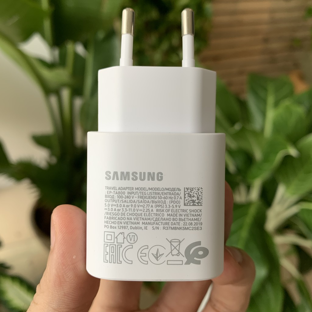 Sạc nhanh Samsung Chính Hãng 25W zin máy Note 10, Note 10 Plus, Samsung S110 5G, A90, A80, A70 - Cáp Type C - Type C