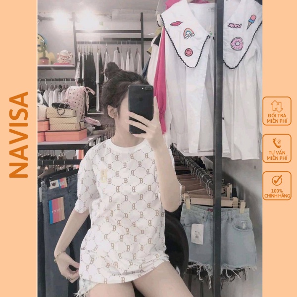 Áo thun nam nữ unisex form rộng tay lỡ in hình sọc tay cổ tròn NAVISA AT351