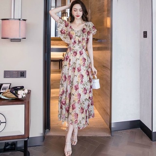 Đầm voan lụa cao cấp mềm mát hoạ tiết thanh lịch NP3361