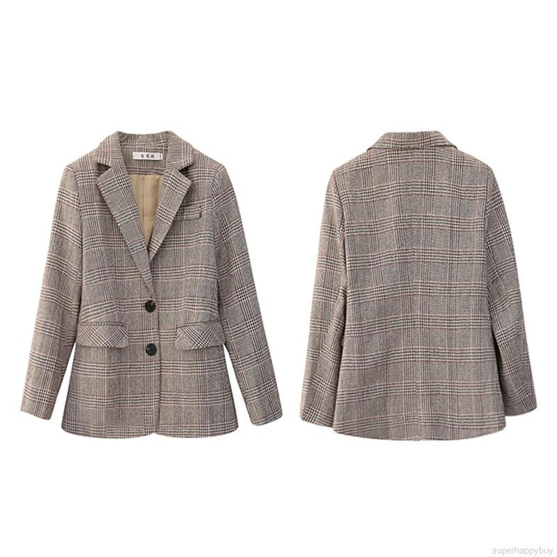 Áo khoác vest ngắn sọc caro retro giản dị thời trang Hàn Quốc | WebRaoVat - webraovat.net.vn
