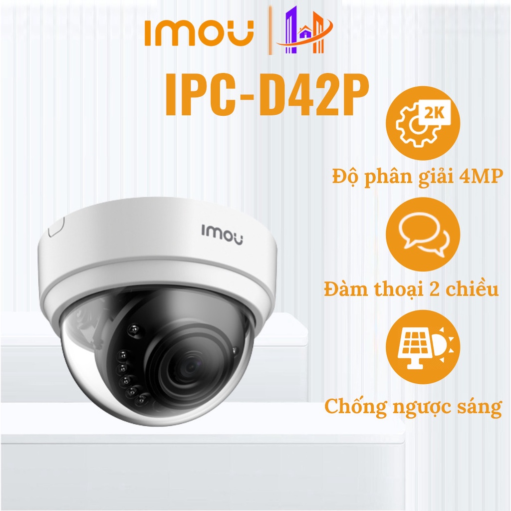 Camera IP Wifi IMOU D42P 4MP - Tích Hợp Wifi, Chuẩn Nén Video,Thông Báo Báo Động, Chuẩn chống nước IP67