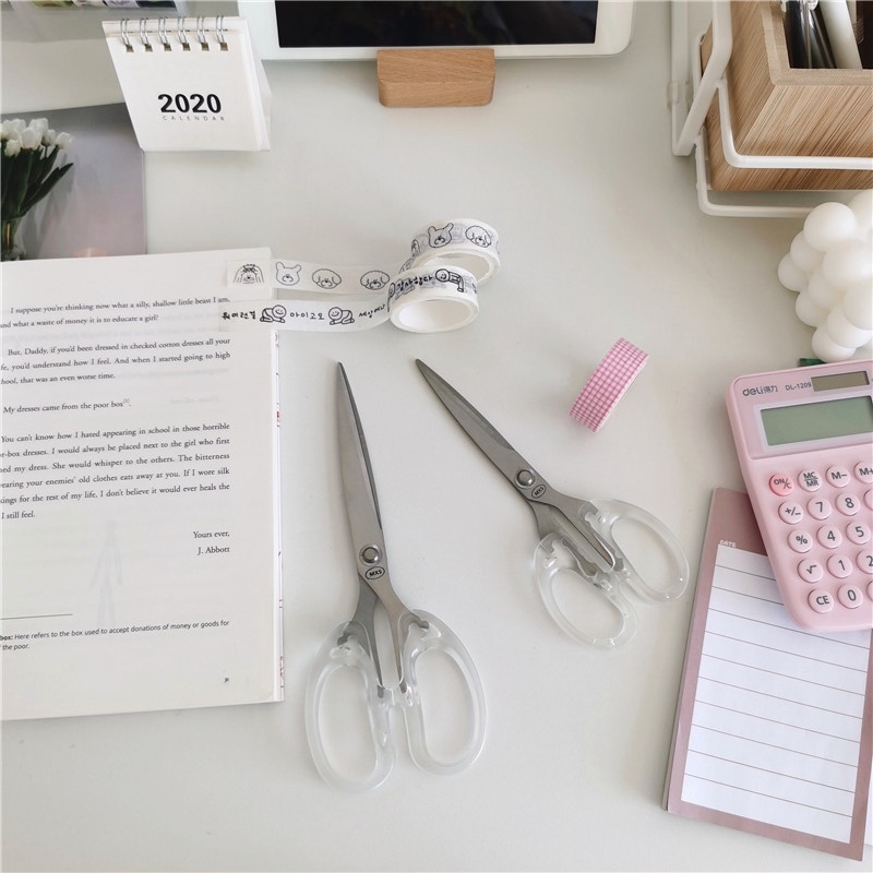 Kéo cắt giấy trong suốt thời trang tiện lợi cho học sinh/văn phòng làm sổ lưu niệm