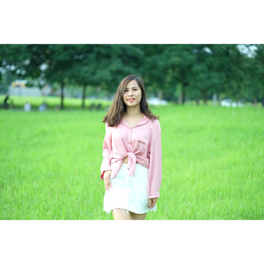 Áo sơ mi nữ cổ polo dài tay dáng rộng thời trang Hàn Quốc kiểu áo sơ mi dáng rộng basic nhiều màu | BigBuy360 - bigbuy360.vn
