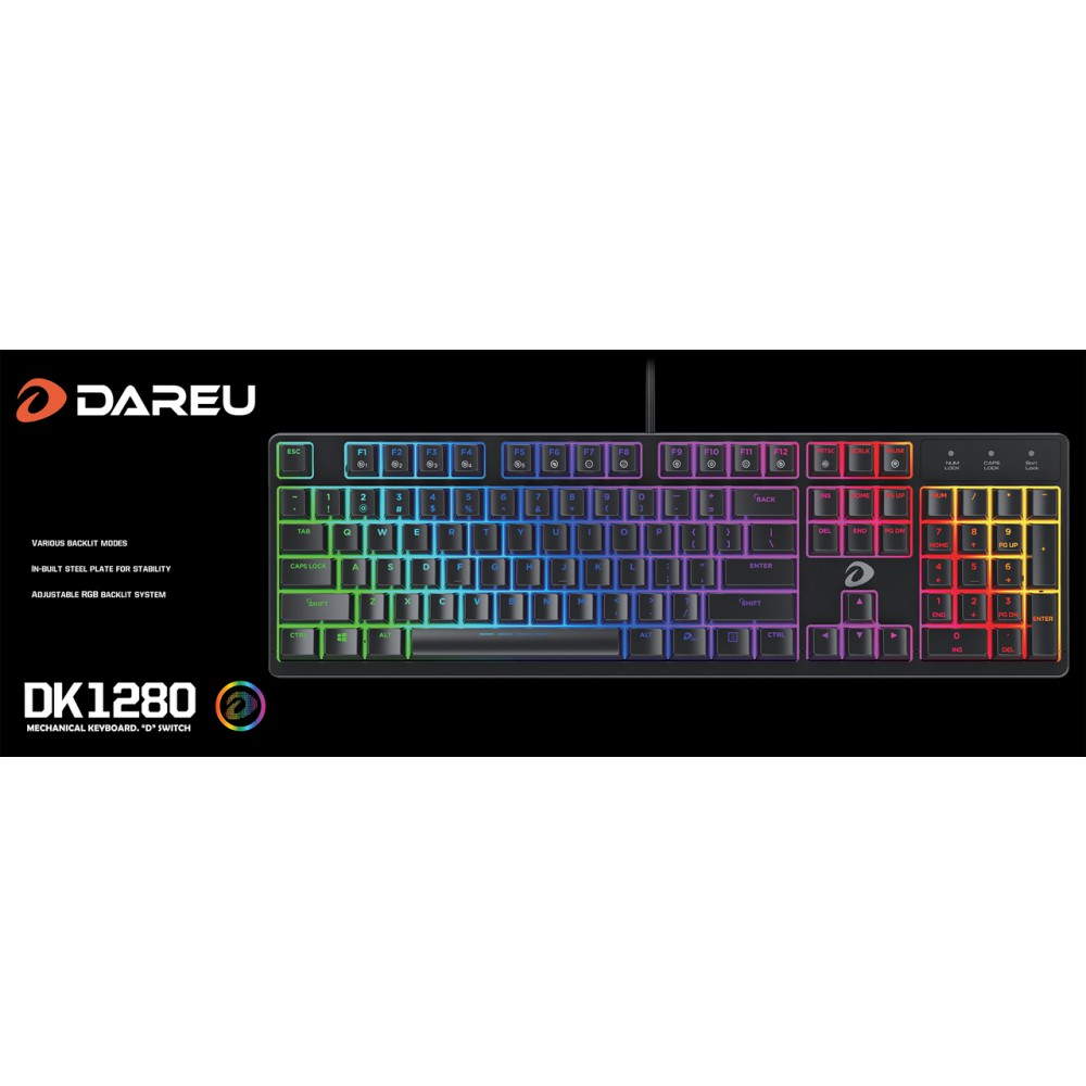 Bàn Phím Cơ DareU DK1280 / EK1280 104KEY (RGB, Blue/ Brown/ Red D switch)