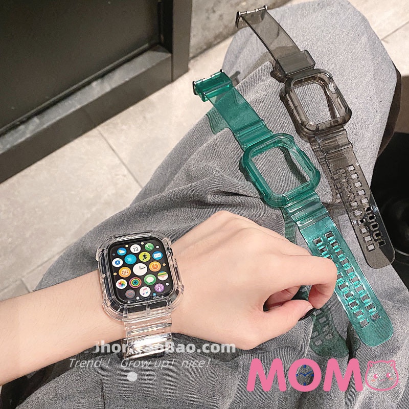 Dây đeo nhựa trong suốt cho đồng hồ thông minh Smart Watch Serise 7 6 SE 5 4 3 2 Iwatch 45mm 40mm 42mm 44mm