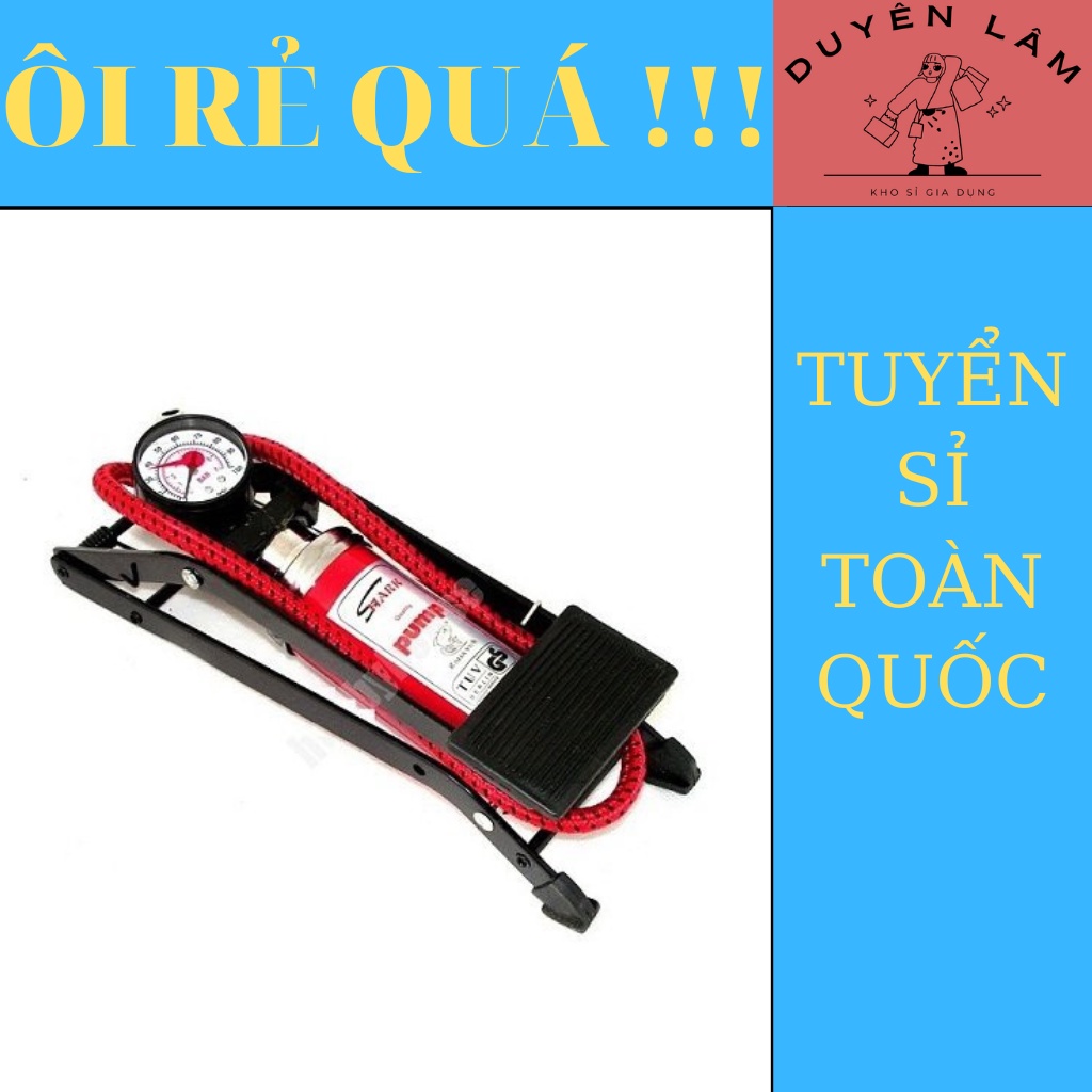 bơm hơi đạp chân mini - bơm hơi xe đạp xe máy phao bơi
