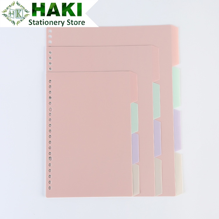 Tab phân trang HAKI chia trang chỉ mục set 4 tờ trơn màu pastel A5 B5 A4 20 26 30 lỗ dụng cụ văn phòng phẩm