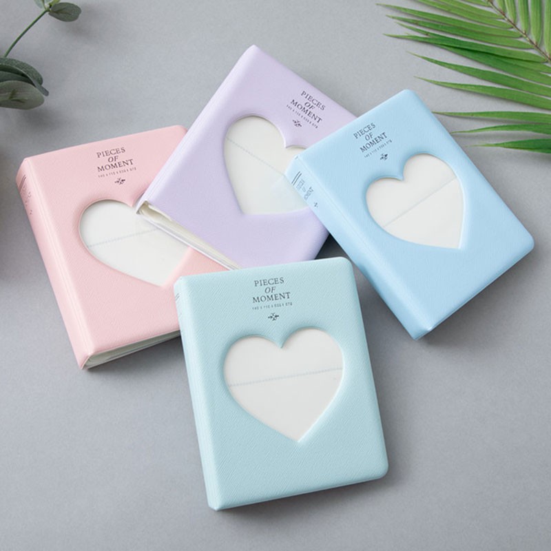 Album 3 inch một trang hai túi có thể đựng 64 ảnh hình trái tim rỗng