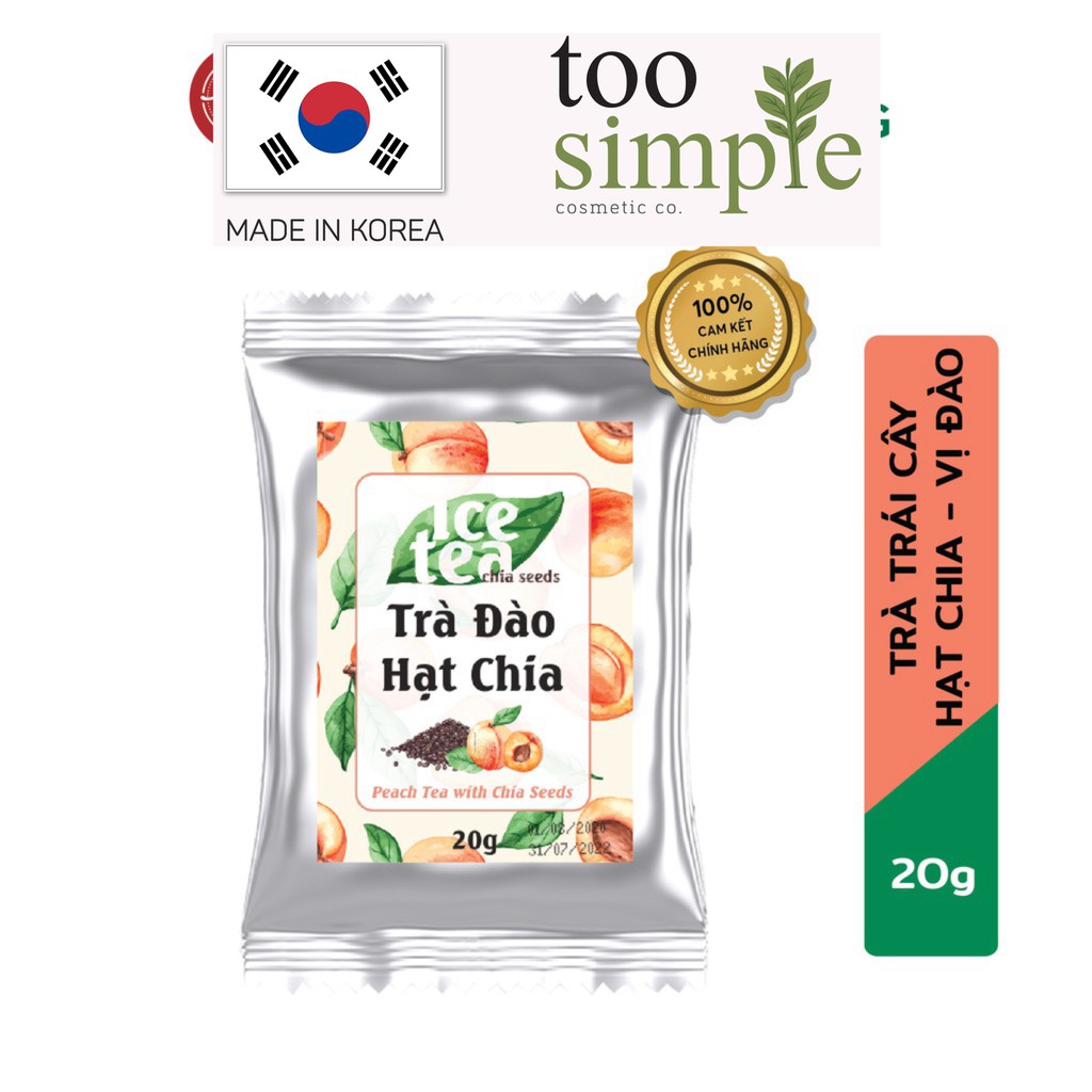 Trà Đào Hạt Chia - Trà Đào Hoà Tan 20g Too Simple