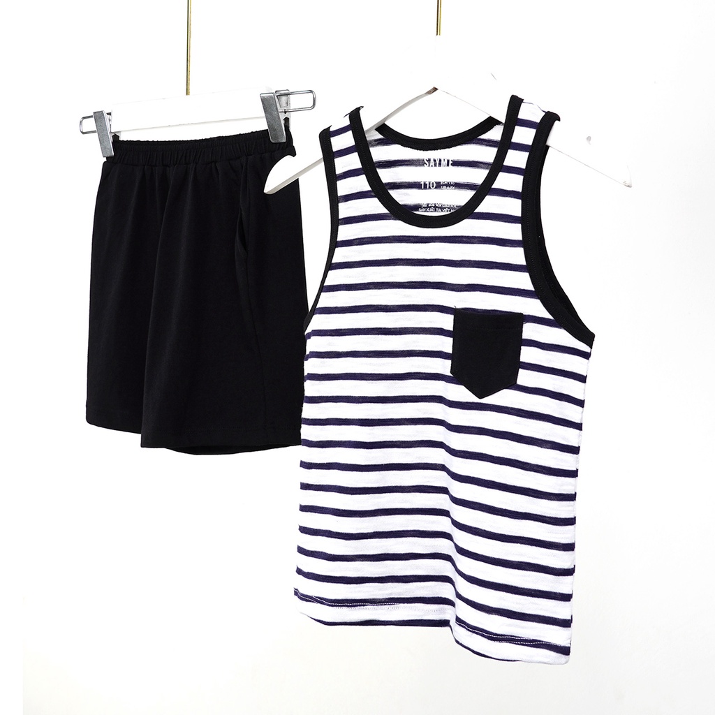 Bộ ba lỗ bé trai SAYME đồ bộ mặc nhà mùa hè cotton mềm mịn thoáng mát từ 10-40kg BBST0019