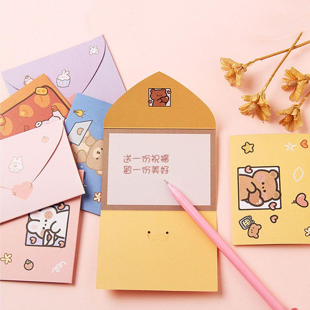 KUNHEV Thiệp Chúc Mừng Năm Mới Họa Tiết Thỏ Gấu Hoạt Hình Dễ Thương