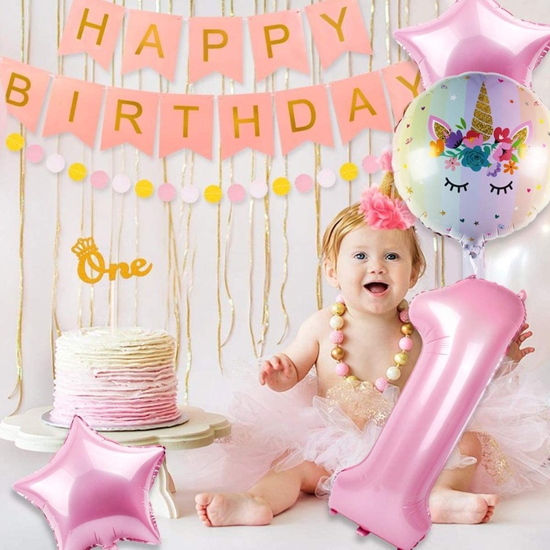 Bộ 5 Bong Bóng Hình Kỳ Lân Màu Sắc Kẹo Ngọt Kích Thước 32 Inch