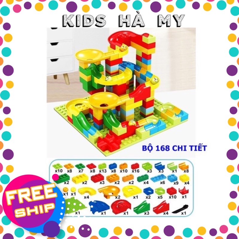 Bộ xếp hình lego cầu trượt thả bi 168 chi tiết, chất liệu nhựa ABS an toàn cho bé, tăng cường khả năng sáng tạo cho bé